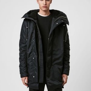 AllSaints Garth Parka With Shearling Lined Hood